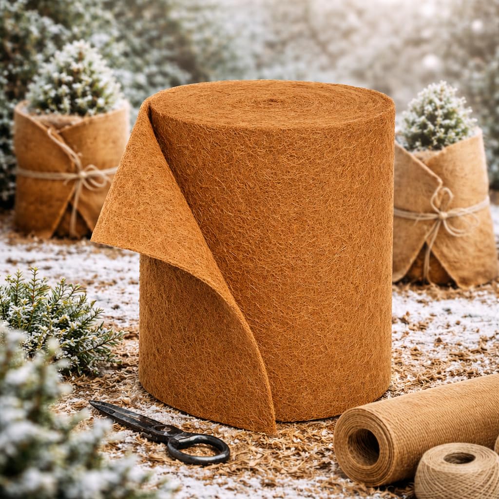 Kokosmatte 100% Biologisch Winterschutz für Pflanzen Kälteschutz in 25cm / 50cm / 75 cm / 100cm (Breite) - (Meterware) Garten (50cm x 5m)