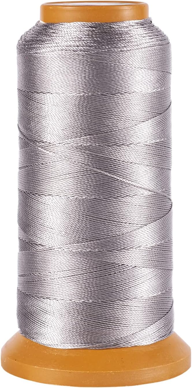 601Yards 0.5mm Nylon Sewing Thread Polyester Leather Cord Silver Beading String Macrame Cord Rope for DIY Necklace Bracelet Handcraft Leather Sewing Bookbinding