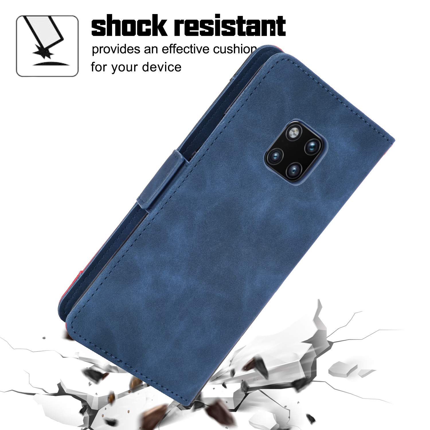 Custodia Asuwish Per Huawei Mate 20 Pro Con Portafoglio E Vetro Temperato - Cover Libro Hawaii Blu, 3+2 Slot Carte, Supporto