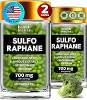 Organic Sulforaphane Supplement from Broccoli Sprouts & Seeds | Stabilized with Myrosinase | 240 Pills 2-Pack HealthBiotics