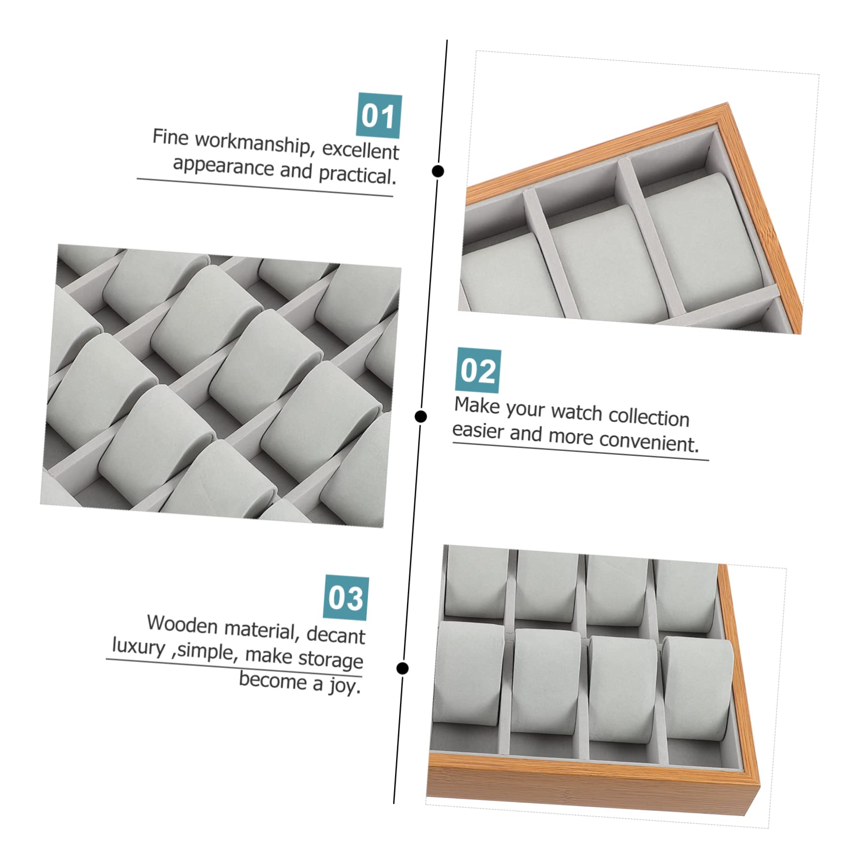 Mikikit Uhrenaufbewahrungsbox 24 Fächer Beige für Präsentation | Schmuck und Kleinteile, für Privatnutzung und Ladenpräsentation, Elegante Optik