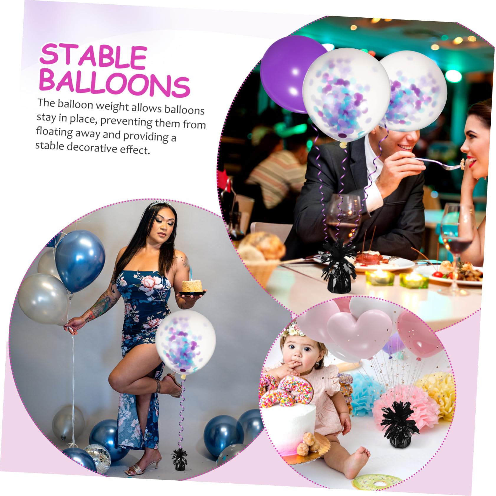 Cabilock 8 Piezas Globo Colgando Colgantes De Globos Accesorio De Globo De Boda Accesorio Para Globos Pesos De Globos De Decoración Pesos De Globos De Cumpleaños Black La Mascota