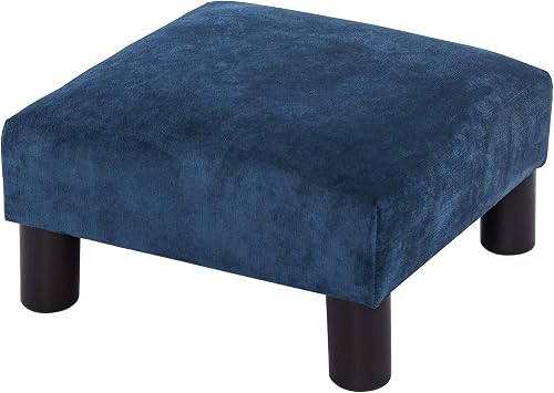 Adeco Small Ottoman Footstool/Footrest - Geometric Art 15.7x15.7x8.1 inch Cuboid & Cylinder,