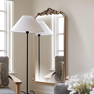 WAMIRRO Arched Mirror,Vintage Black Traditional Vintage Ornate Baroque Mirrors,Antique Brass Mirrors for Entryway/Fireplace/Living Room/Hallway/Bathroom.22“X48“ Gold