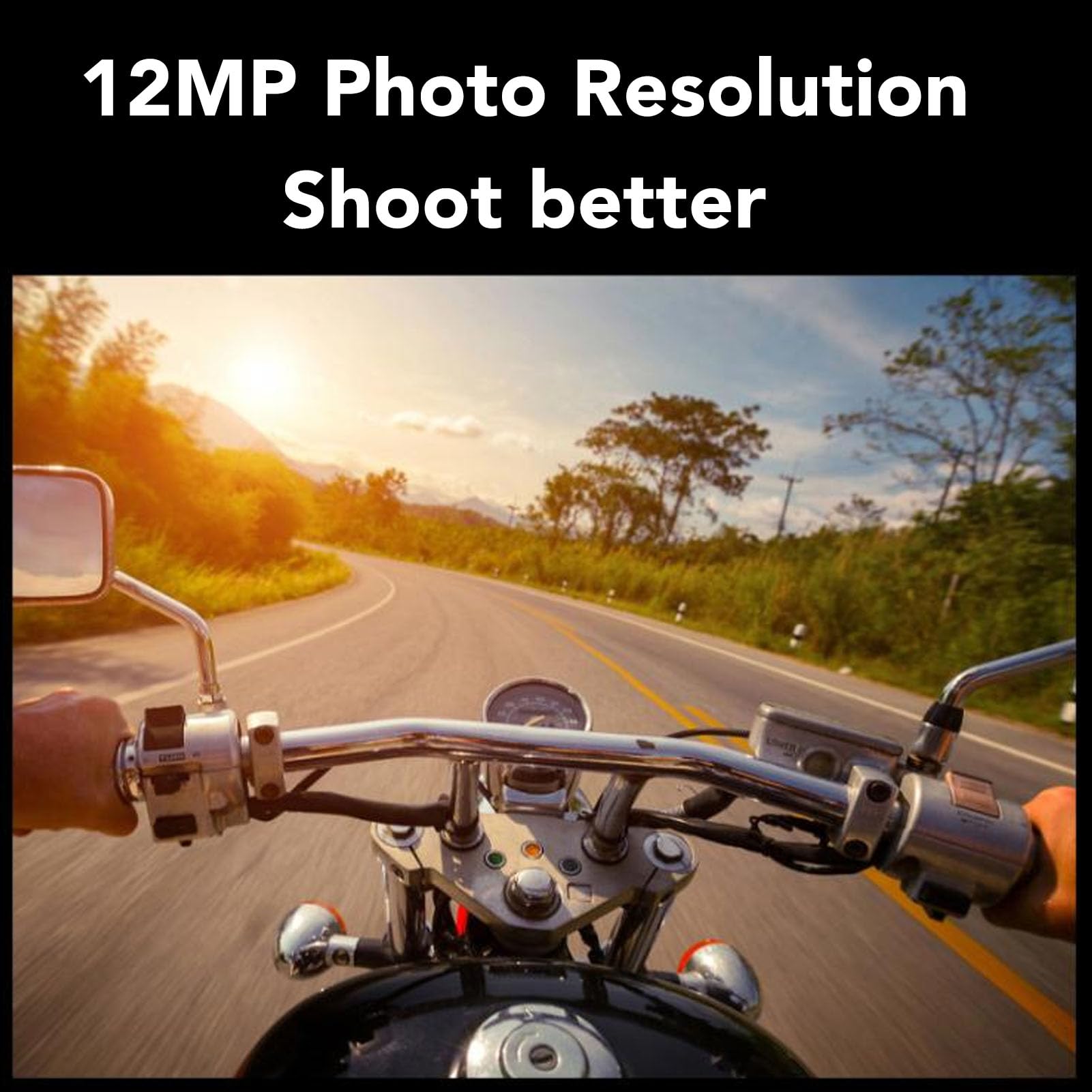 Kamera Motocyklowa 1080P HD 12 MP, Wodoodporna Bezprzewodowa Kamera Sportowa Rowerowa WIFI IP66, Długi Czas Pracy Baterii, Jednoczesne ładowanie i Nagrywanie z Nagrywaniem w Pętli