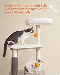 Feandrea Arbre de chat avec boîte à litière, 2-in-1 Tour Cat moderne pour les chats intérieurs, Condo Cat de 52.8-Inch avec auto-groomère, poteaux de scratching, Coussins lavables, Greige UPCT115G01