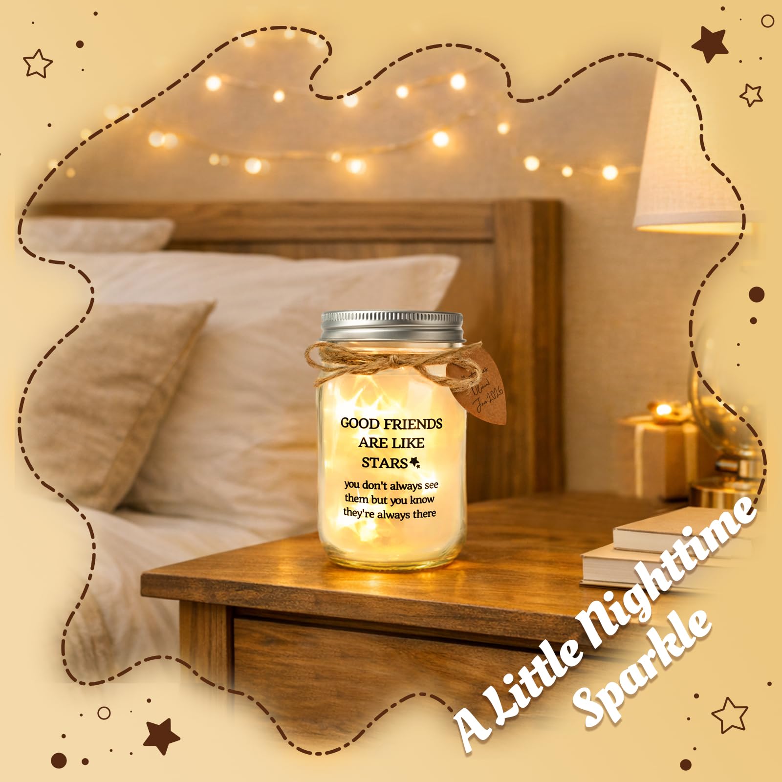 Friendship Gifts for Women, Unique Birthday Gifts for Women Friend, Best Friend Graduation Gift, Long Distance Friendship Keepsake, Sentimental Mason Star Jar for Bestie Soul Sister