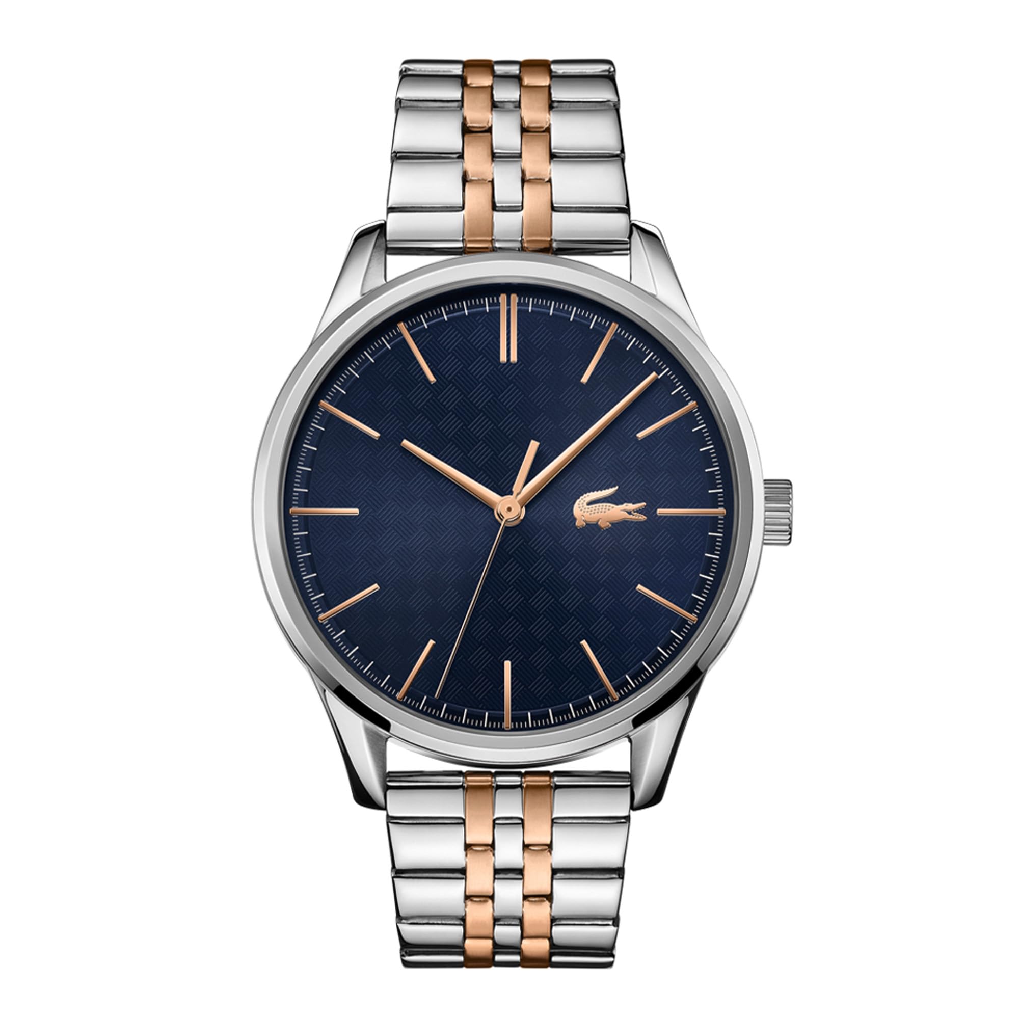Lacoste Vienna Qtz Basic Blue Round Dial Men's Analog Watch|Two Tone Stainless Steel Material|Silver Color Band - 2011048