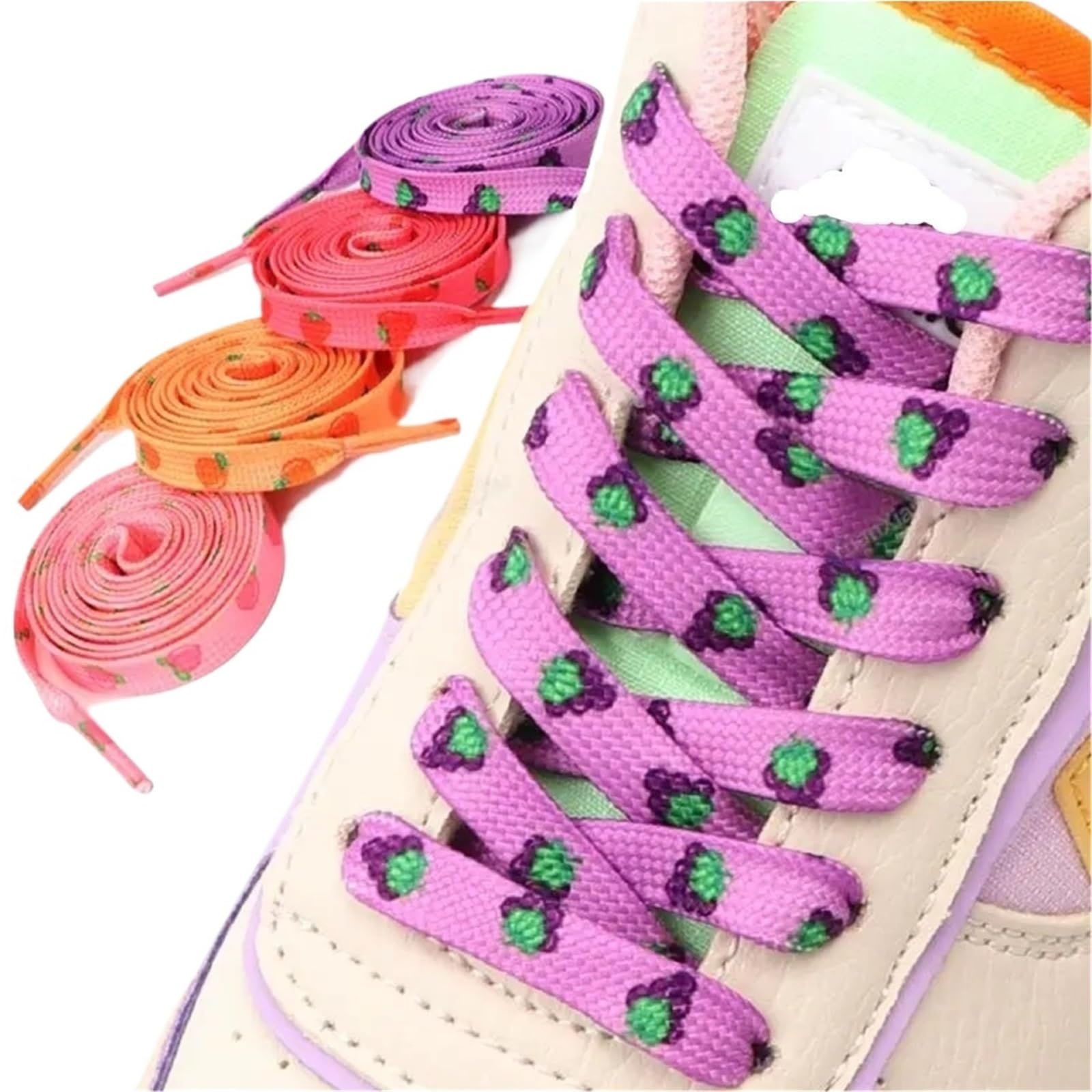 4 pares de cordones frutas for zapatillas tela, elásticos for zapatos planos Para Zapatillas Deportivas