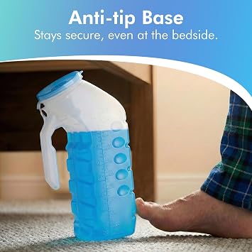 Urinal for Men - [2 Pack] - Glow in The Dark Lid Male Urinal - 1000ml - Portable Pee Bottle for Men - for Travel, Hospital and Home Care