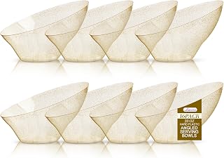 Liacere 16 Pack Gold Plastic Serving Bowls - 20 OZ Angled Party Table Salad and Fruit Bowls Disposable for Chip&Candy, Ideal for Wedding