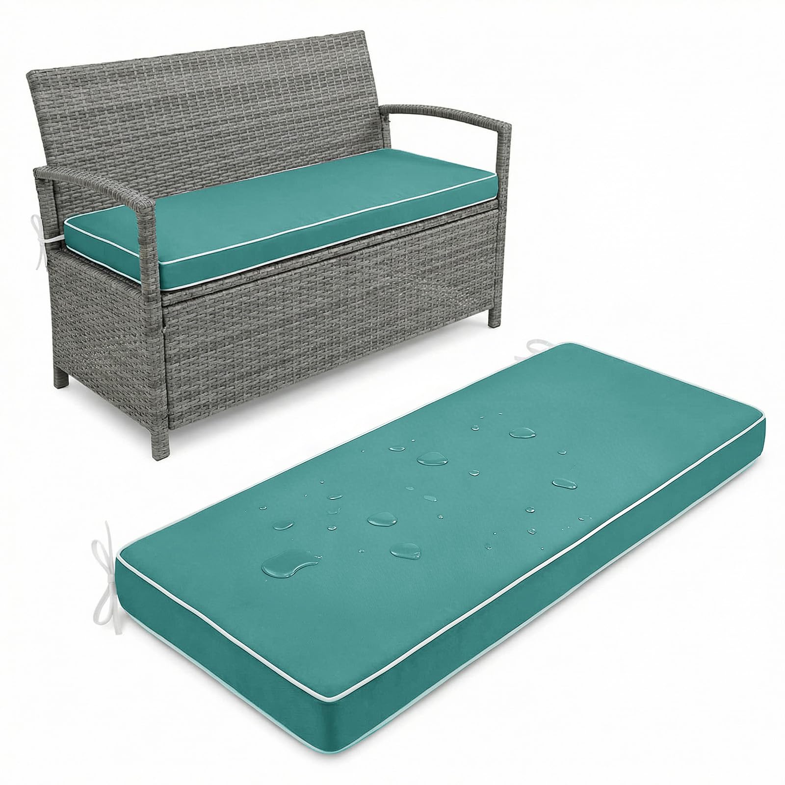 Aocase Outdoor Bench Cushion 5 cm Thick 145x45cm waterproof Garden Bench Seat Pad 2/3/4 Seater with Non-Slip Backing for Patio Bay Windows Swings Indoor/Outdoor Long Chairs Multiple Sizes,Dark Green