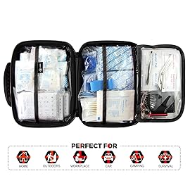 SHBC Waterproof First Aid Kit (228pcs) with All Basic or Advanced Supplies You Need. Suitable for Emergencies at Home or Outside, Travel, Home, Camping, Black