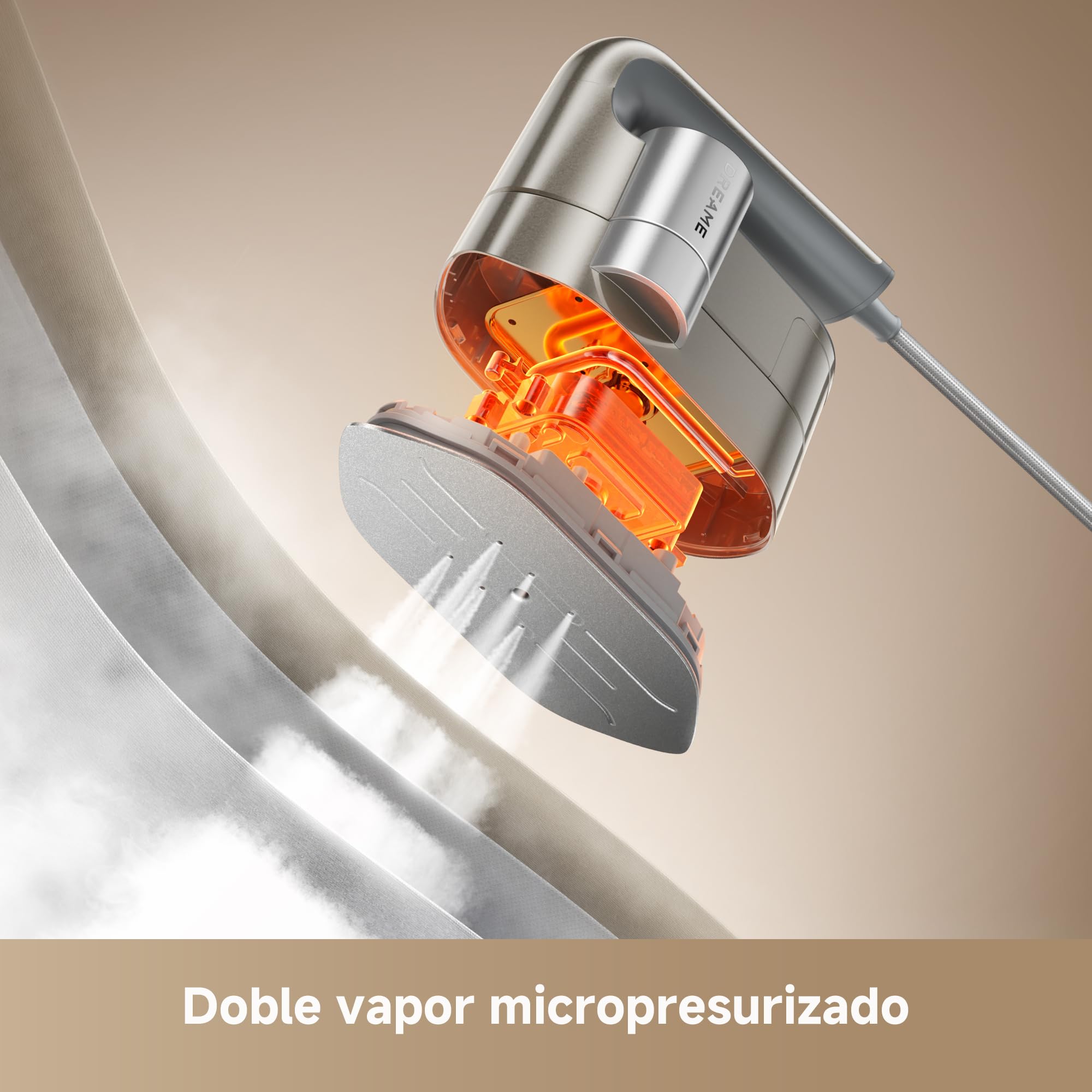 DREAME Rotafly Plancha vapor, panel 90°, 1200W, DWIP7GAEU | Planchado 2-en-1 (plano/colgado), Apagado al Soltar, Vapor Doble Núcleo, Cuidado Delicado