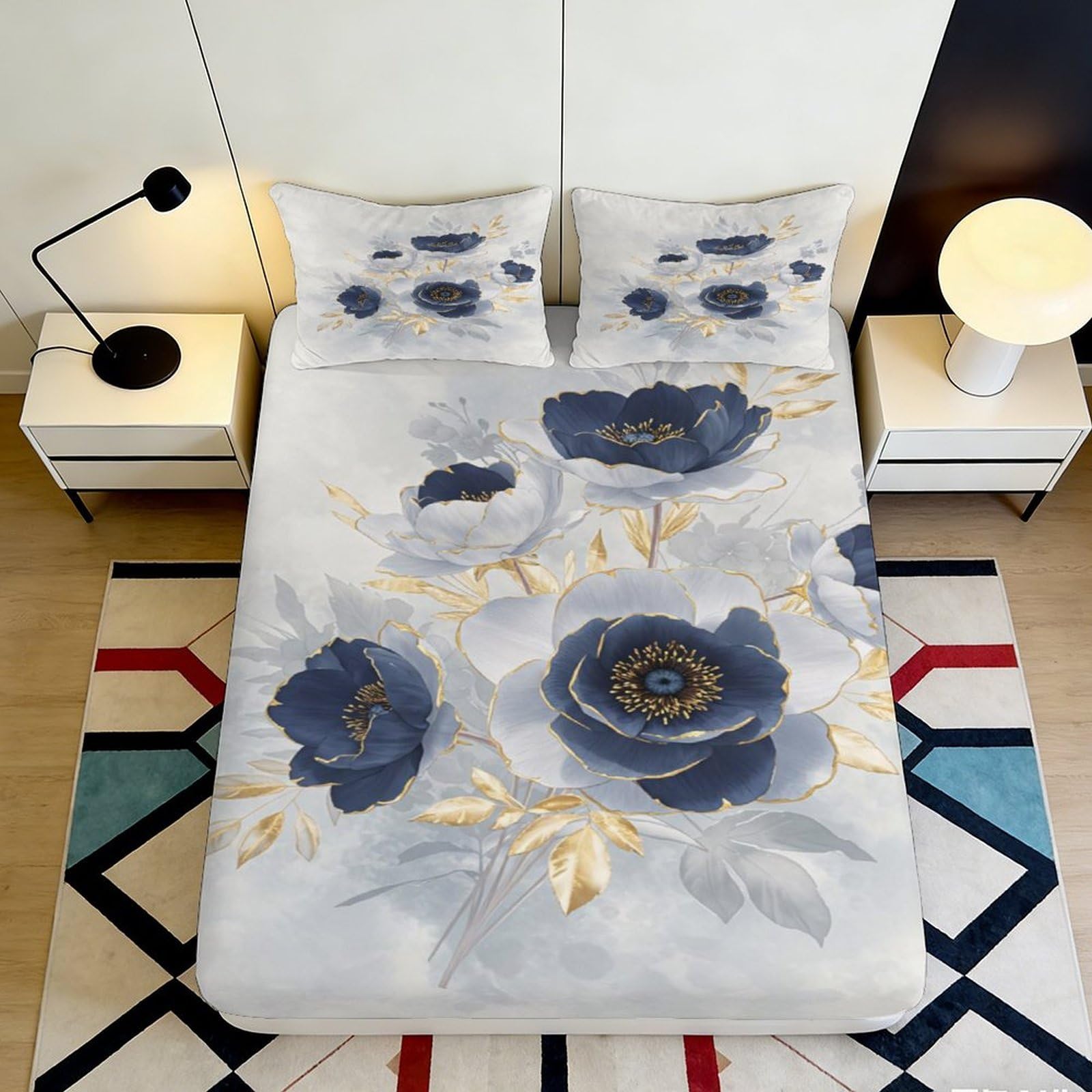 3D Printed Cartoon Hedgehog Fitted Sheet Microfiber Deep Pocket Bedroom Bedding Elastic Hedgehog Mattress Fitted Cover Non-Slip for Adults Teens 160x200x25cm