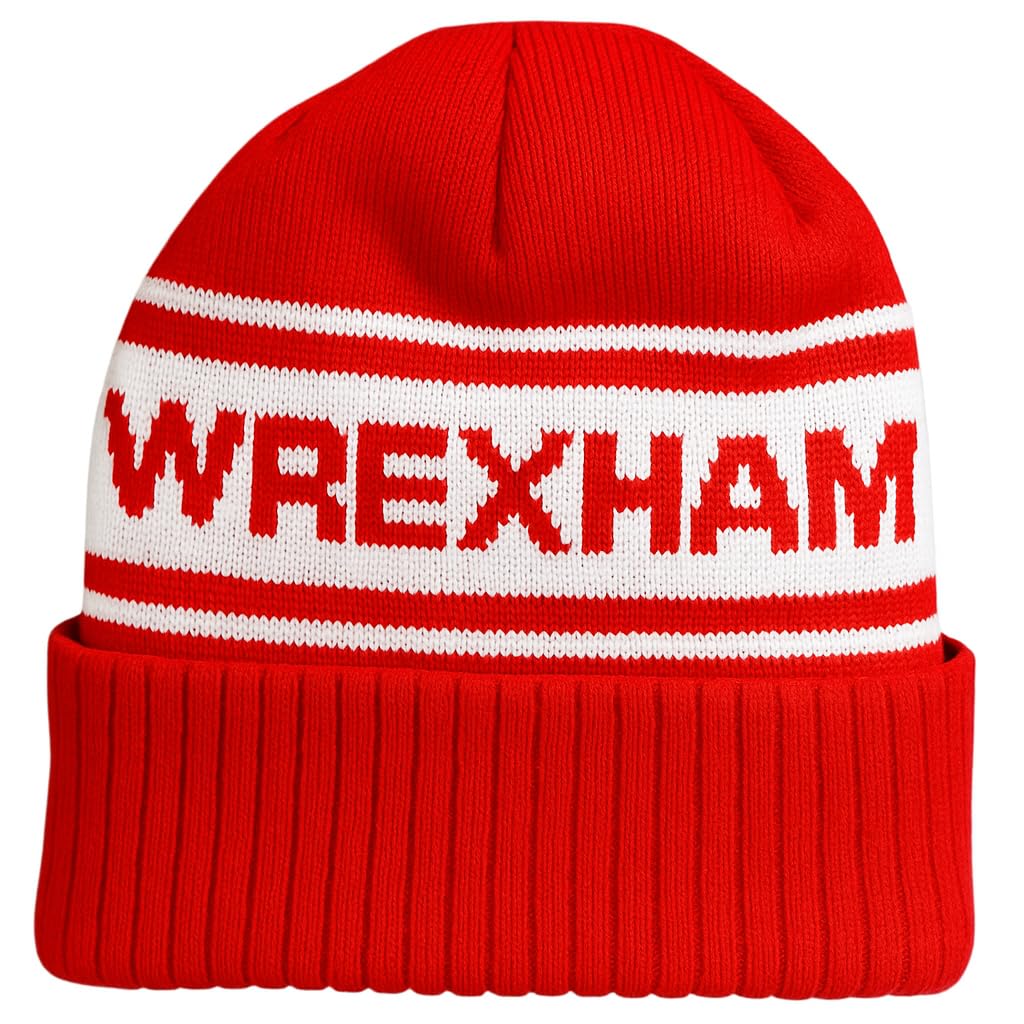 Beyond Happy Unisex Bronx Hat Wrexham Football Fans Red And White Ski Hat - Stylish Winter Beanie For Wrexham Supporters (Uk, Alpha, One Size, )