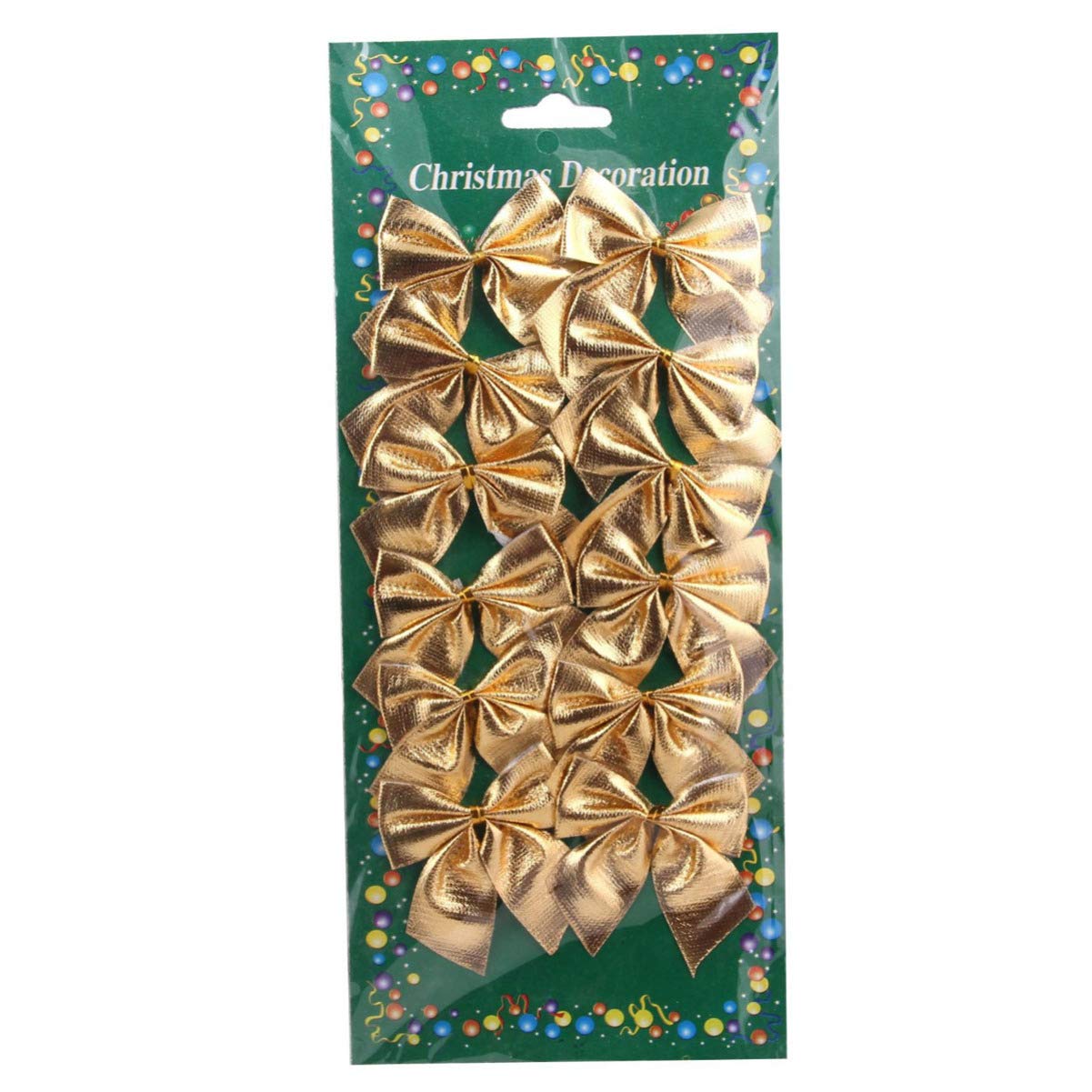 STOBAZA Lazos Navideños De Cinta para Árbol De Navidad Dorados 5x5 Cm, Cinta De Raso, 12 Piezas, Adornos Colgantes para Decoración Navideña Hogar y Fiesta