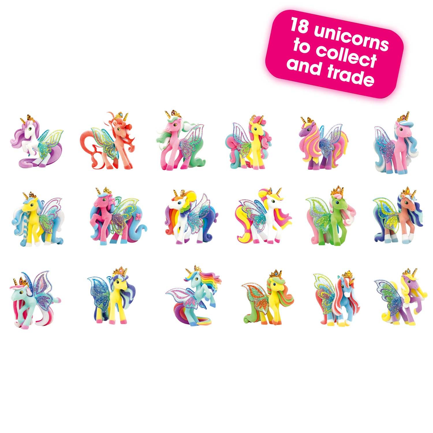 Galupy Unicorn – figurka jednorożca do kolekcjonowania, zabawki jednorożec ze skrzydłami glitter i kryształem Swarovski, prezent dla dziewczynki 3 lata