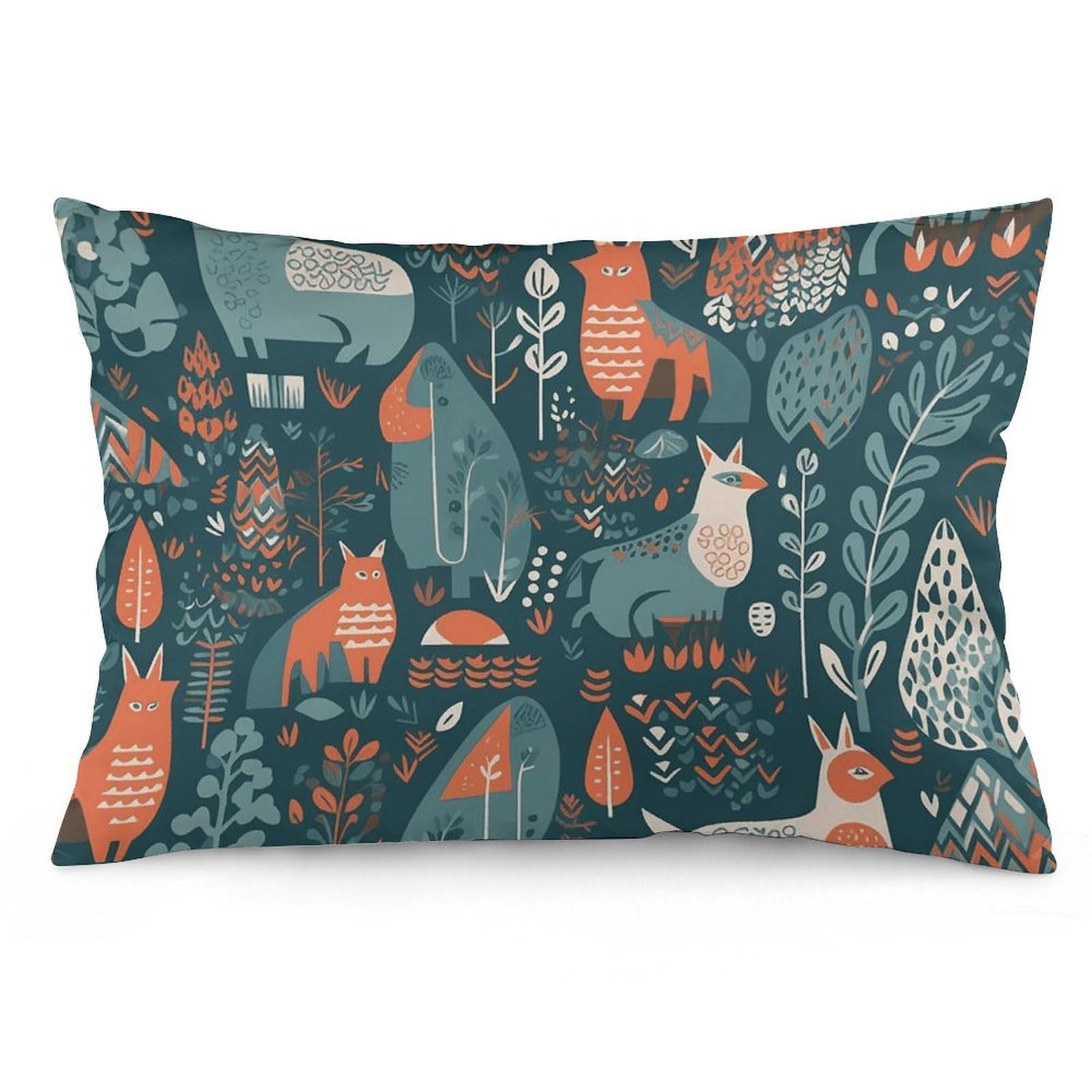 NONHAI 2 Pack Pillow Cases for Hair and Skin, Soft Breathable Pillow Case Covers with Hidden Zipper, Scandinavian Animals Pillowcase 16 "x24 Pillow Covers for Sleeping Gift