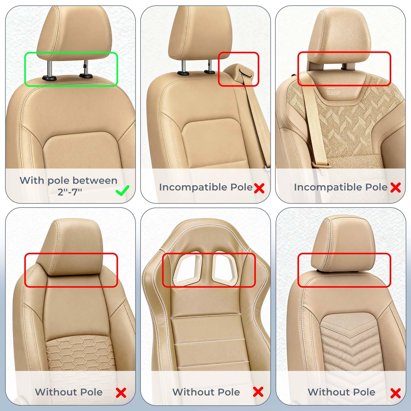 Road Pal Coussin d'appui-tête de voiture réglable en forme de U pour enfants et adultes (kaki)