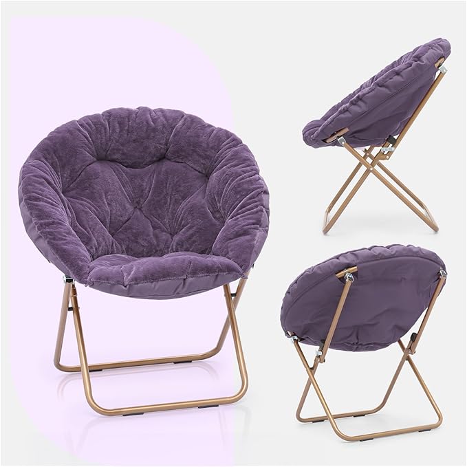 Sillón Plegable Redondo Peluche con Puff para Descanso Viole miniatura 7