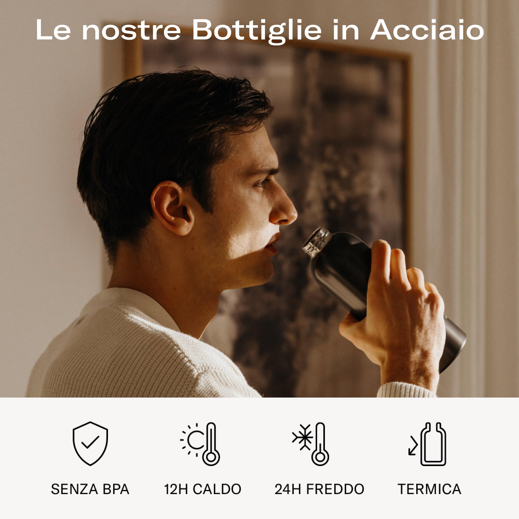 waterdrop® Borraccia Termica | Borraccia per acqua in acciaio 600ml | Thermos: mantiene il caldo per 24 ore e il freddo per 12 | Acciaio inox senza BPA | Sostenibile e Riutilizzabile