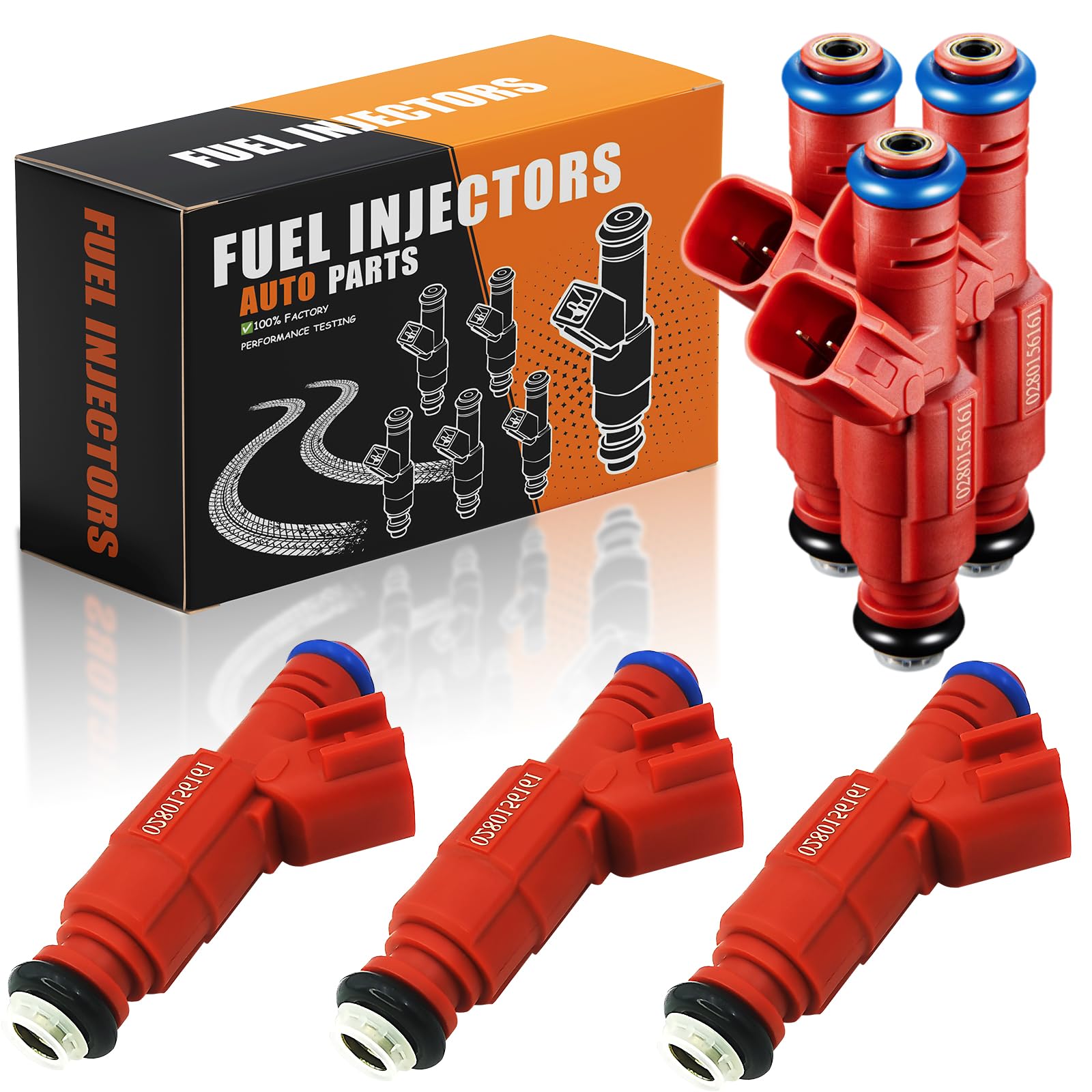 0280156161 Upgraded 12-hole Fuel Injectors Fit For:-Ford Escape 2004-2006, Mustang 1999-2004; For:-Dodge Ram 1500 2000-2003; for:-Jeep Grand Cherokee 1999-2004 Set Of 6