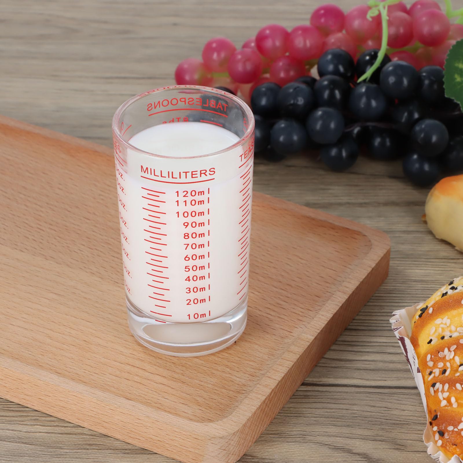 Dokeno Mini kubek z miarką 4OZ/120 ml, szkło stopniowe z wagą, wytrzymałe kubki, mały szklany kubek miarkowy do kuchni, baru, wódki, koktajl, tequila