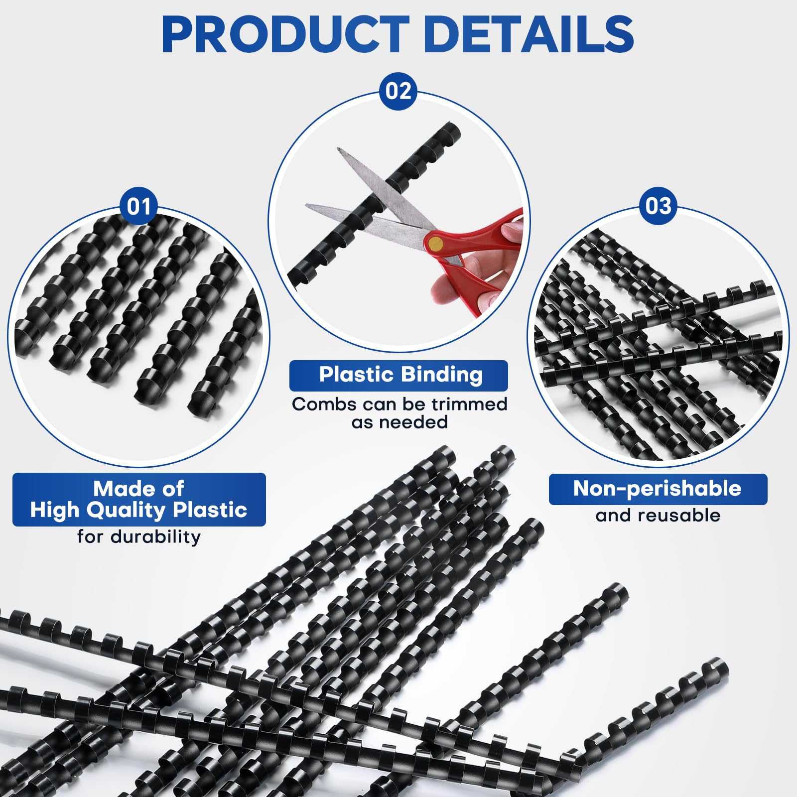 PATIKIL Lot De 50 Peignes De Reliure En Plastique De 16 Mm