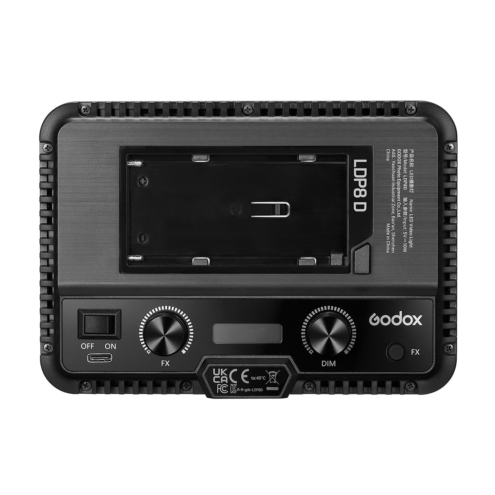 Godox LDP8D LED Video Light Photography Light Panel 10W LED Fill Light 5600K Luminosità regolabile con Cold Shoe Adapter per Vlog Live Streaming