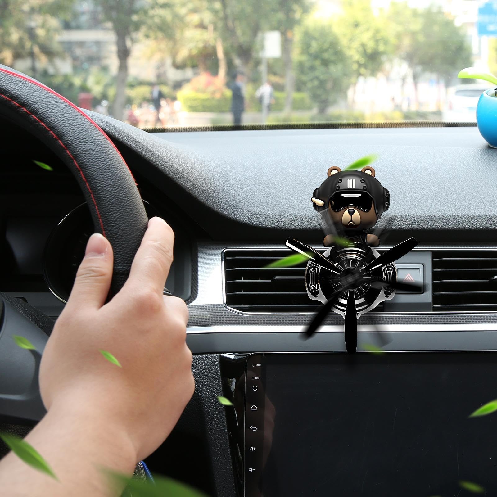 Clip de ventilación difusor de coche, ambientador giratorio de oso, 12/8/8 pulgadas, perfume de vehículos con cabeza agitada, decoración divertida de vehículo para accesorios de viaje y uso diario