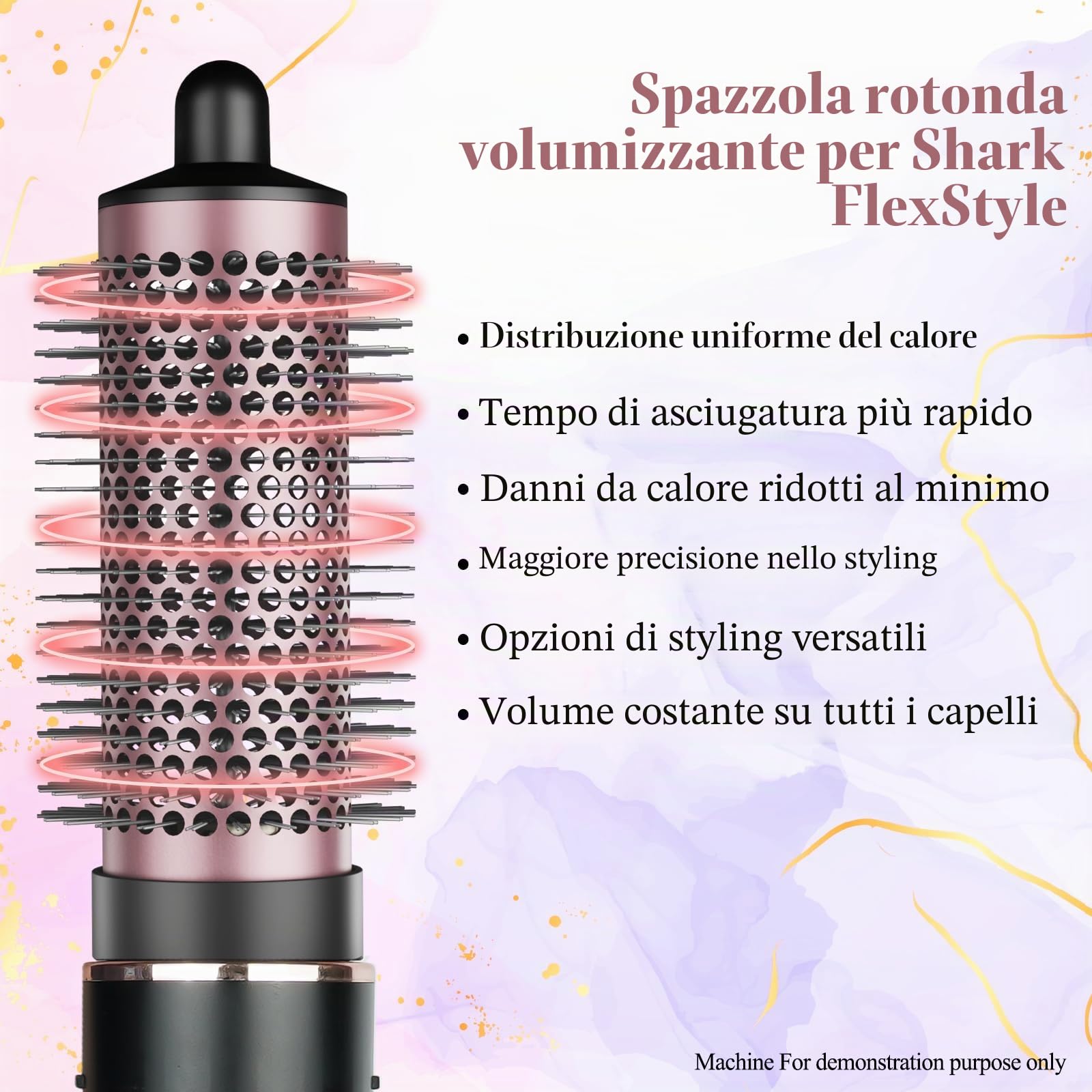 Spazzola volumizzante rotonda per attacco Shark FlexStyle, spazzola rotonda normale compatibile con serie FlexStyle HD400, strumento di fissaggio volumizzante per capelli fini e piatti per lo