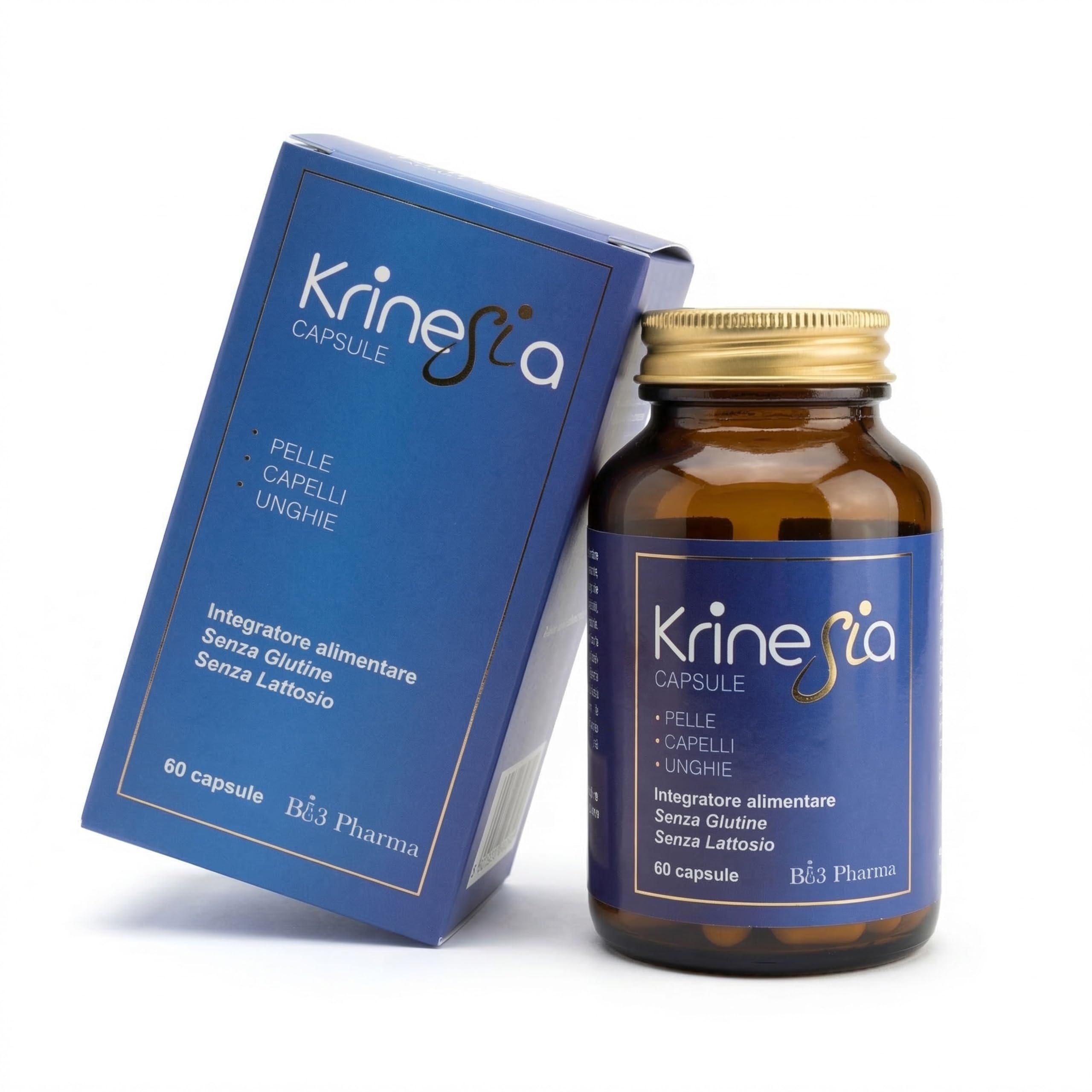 Krinesia Integratore Per Capelli Pelle Unghie 60 Capsule | Biotina Zinco Selenio con Serenoa Repens, Reishi, Miglio ed Equiseto | Supporto Capelli Fragili e Caduta da Stress | Made in Italy