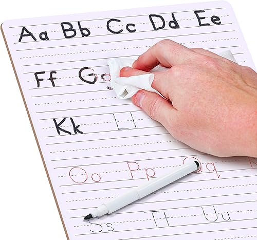 Miniatura 8 de Scribbledo - Paquete de 2 tablas de escritura a mano de borrado en seco para niños de 9 x 12 pulgadas, pizarra blanca para rastreo de letras para