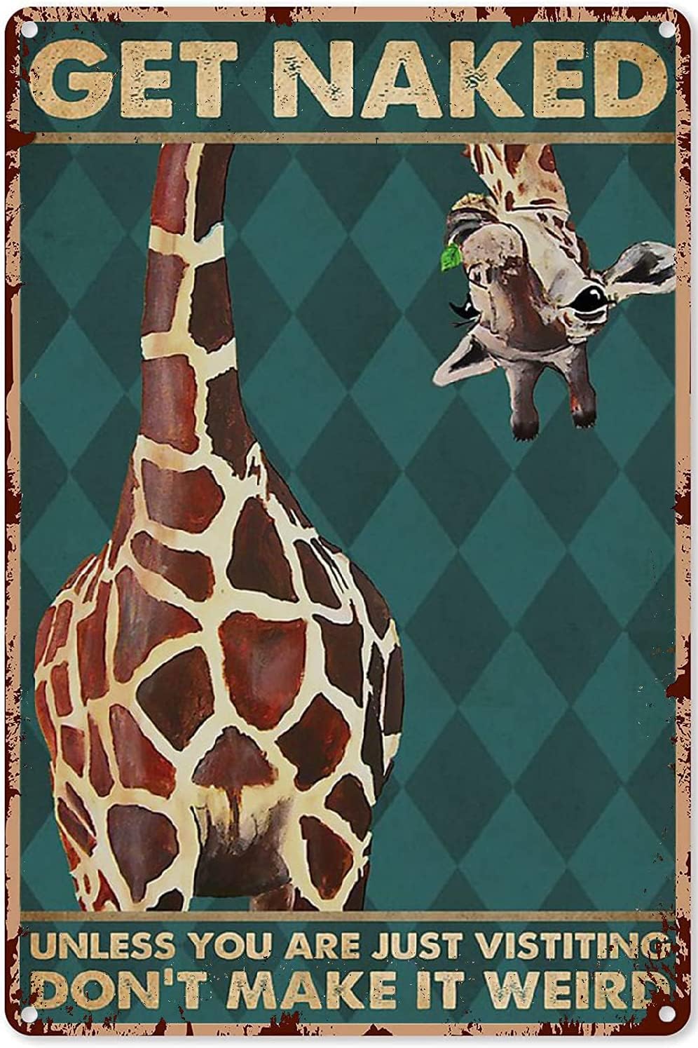 kisoyo Funny Bathroom Wall Art Giraffe Get Naked Unless You are Just Visiting Vintage Funny Bathroom Decor Wall Art Coffee Bar Office Home Toilet Metal Signs Wall Decor Pictures 8x12 inch