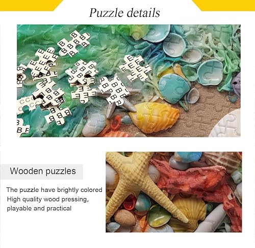 Miniatura 2 de Sea Creatures Shells Jigsaw Puzzles 500 Pieces for Adults,Learning Educational Puzzles,Difficult and Challenge Families Toys with Mesh Storage Bag