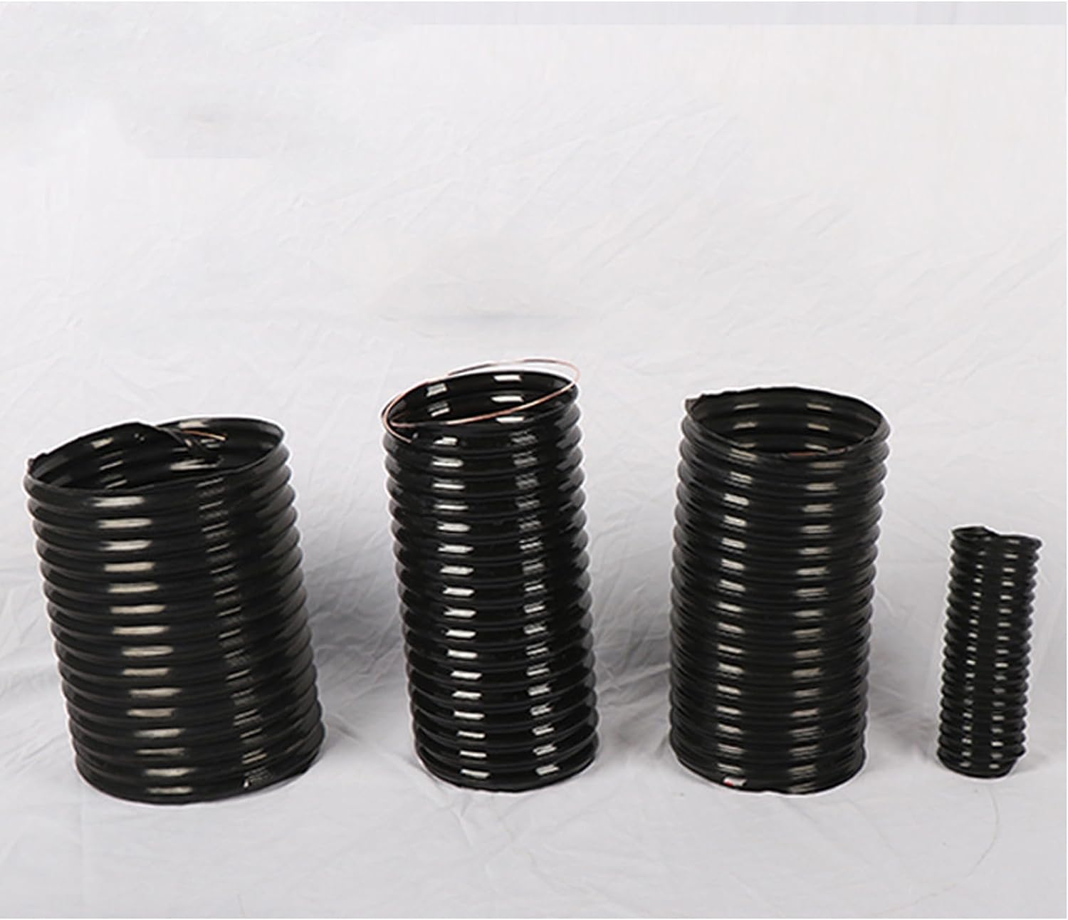 Black PU Hose, with Copper-Plated Steel Wire, Puncture-Resistant Dust Collection Hose for Woodworking, 0.93(mm) Thick Shop Vacuum Hose, L(3.3')(165mm)
