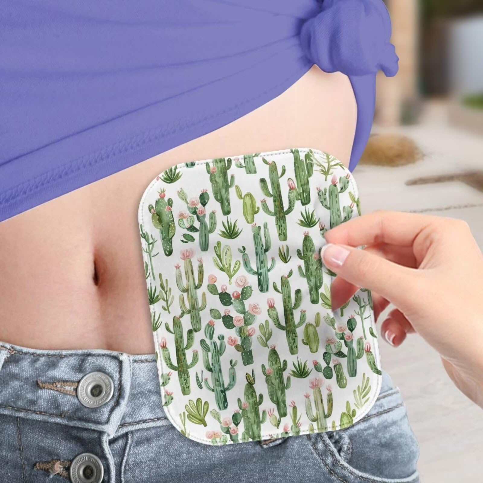 Uorisanigo Ostomy Bag Covers for Women Senior Washable Colostomy Bags Cover Green Cactus Pouch Cover Protective Bags with Round Opening Care Protector Cover