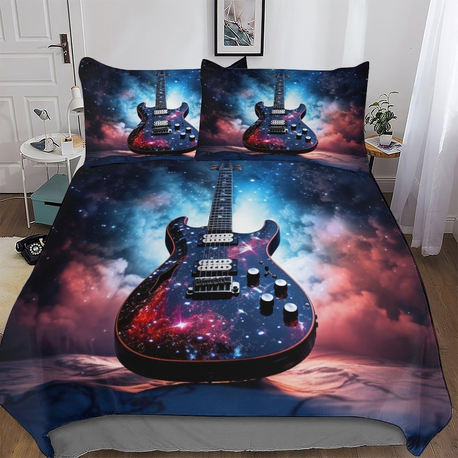 Parure de lit guitare en microfibre douce et thermorégulatrice