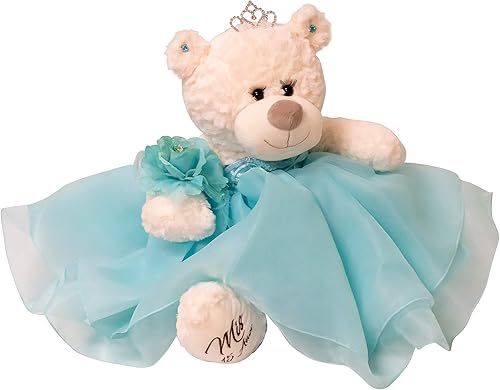 Miniatura 2 de Kinnex Collections by Amanda B16831-23 - Oso de peluche de quinceañera de 20.0 in con vestido (pieza central) ~ Aqua~ B16831-23
