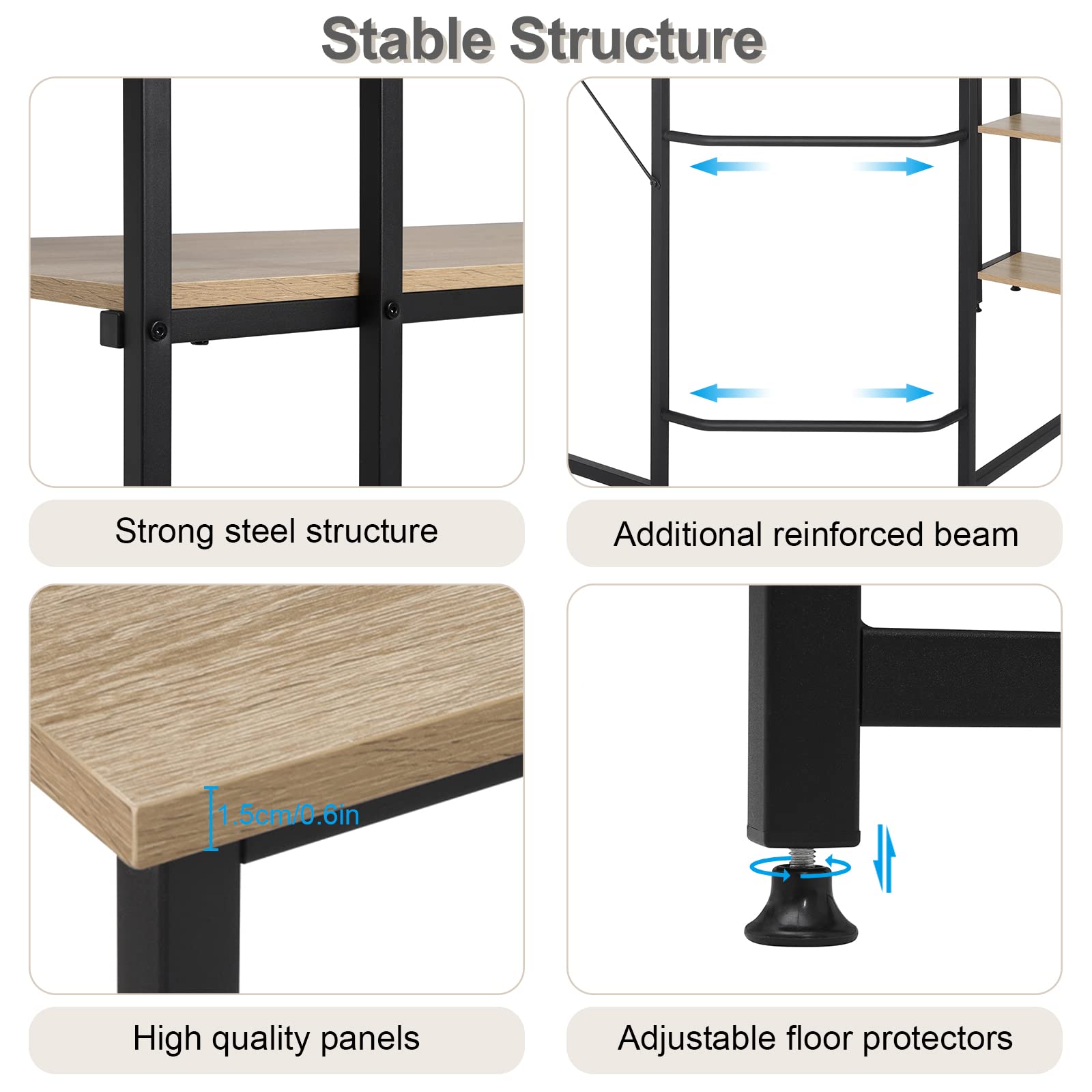 Scrivania Angolare Con Libreria - 120x100 Cm Nero | WOLTU Design Scandinavo | Salvaspazio Per Ufficio E Casa - Foto 5