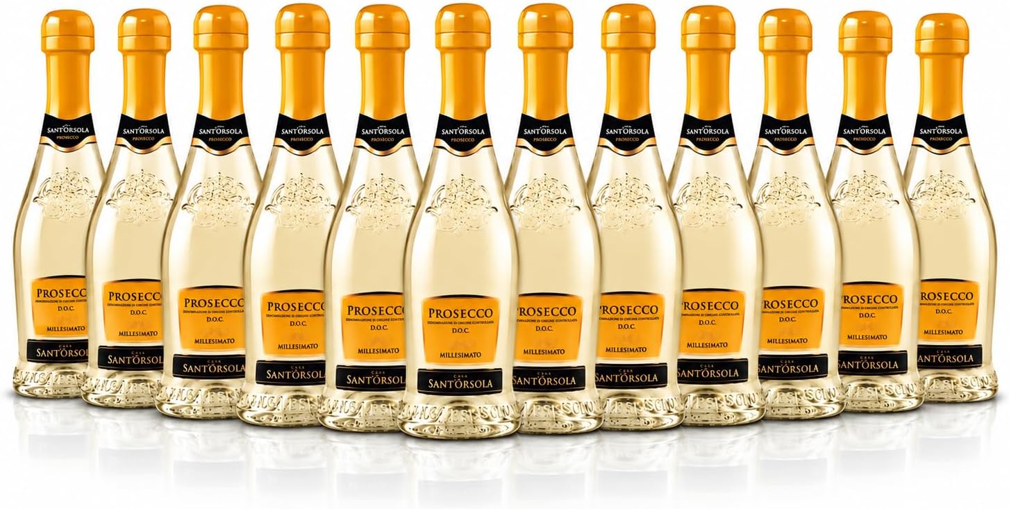 Sant'Orsola - Prosecco D.O.C. Millesimato Extra Dry, Mini Bottles of Glera Grapes, 12 x 200 ml