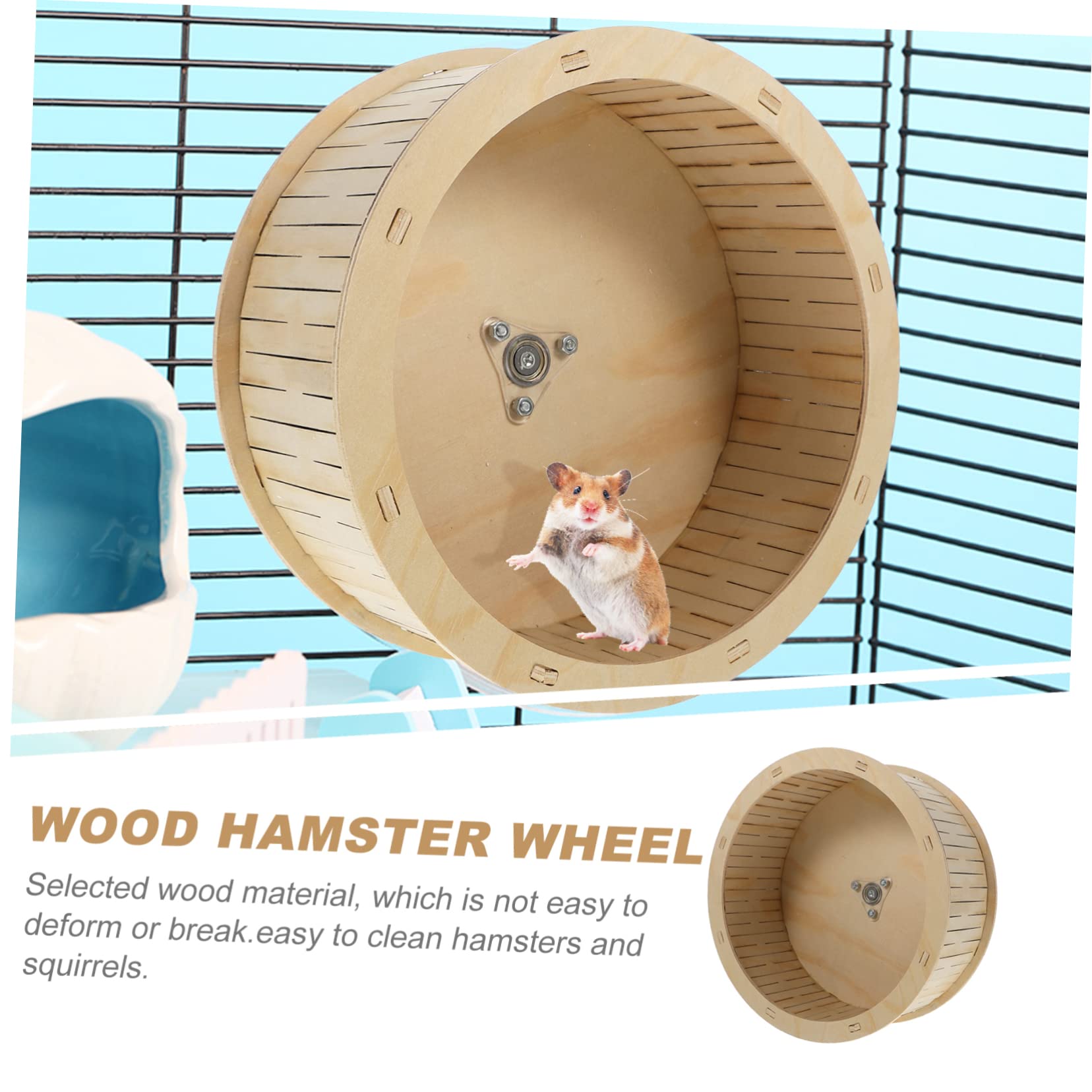 Holz Laufrad für Hamster, Leise Bewegung, 22cm, Käfigspielzeug