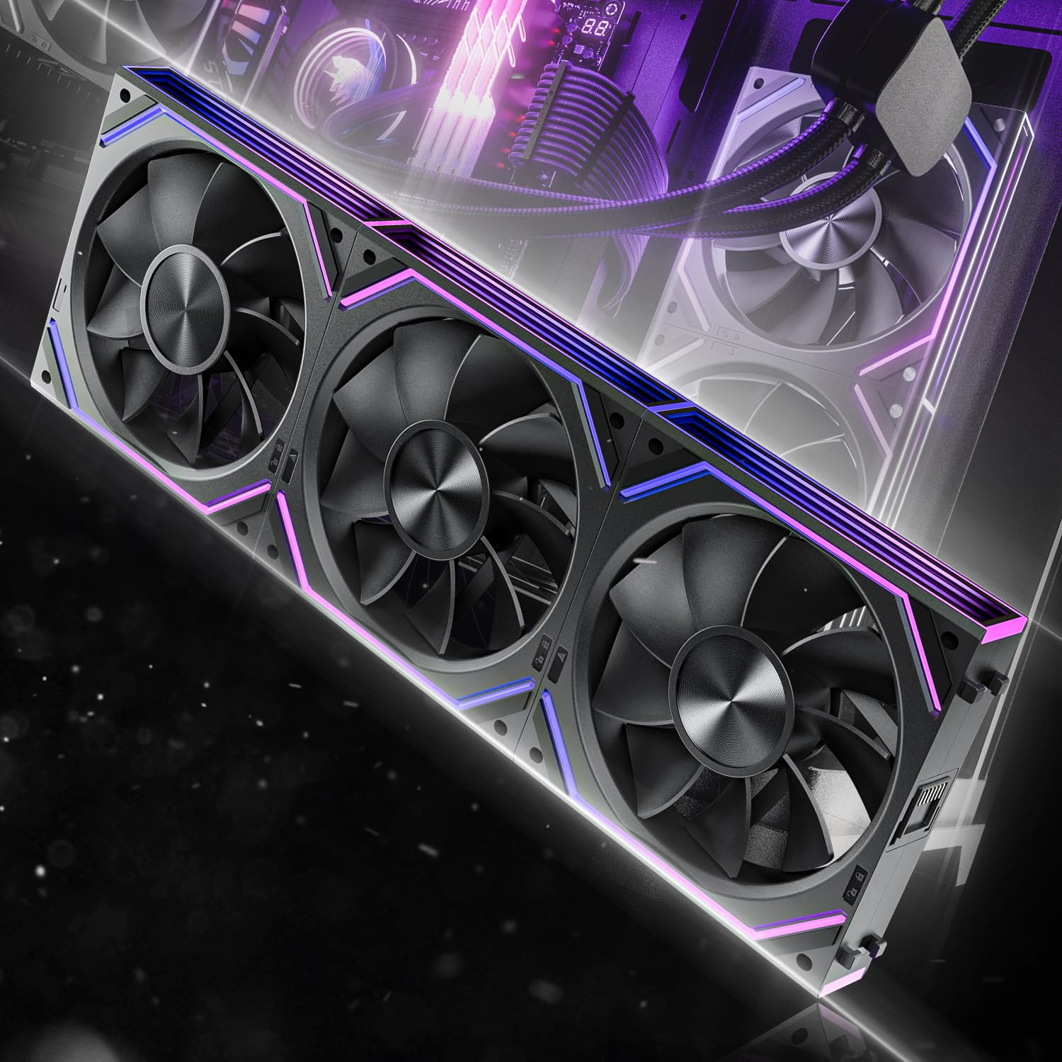 Asiahorse Dawn 120mm Case Fan, ARGB PWM 1850RPM/71CFM Airflow, Forward & Reverse Blade Design, Low Noise, Precision HDB Bearings High Performance RGB PC Fan Modular Connection Black 120MM-Reverse