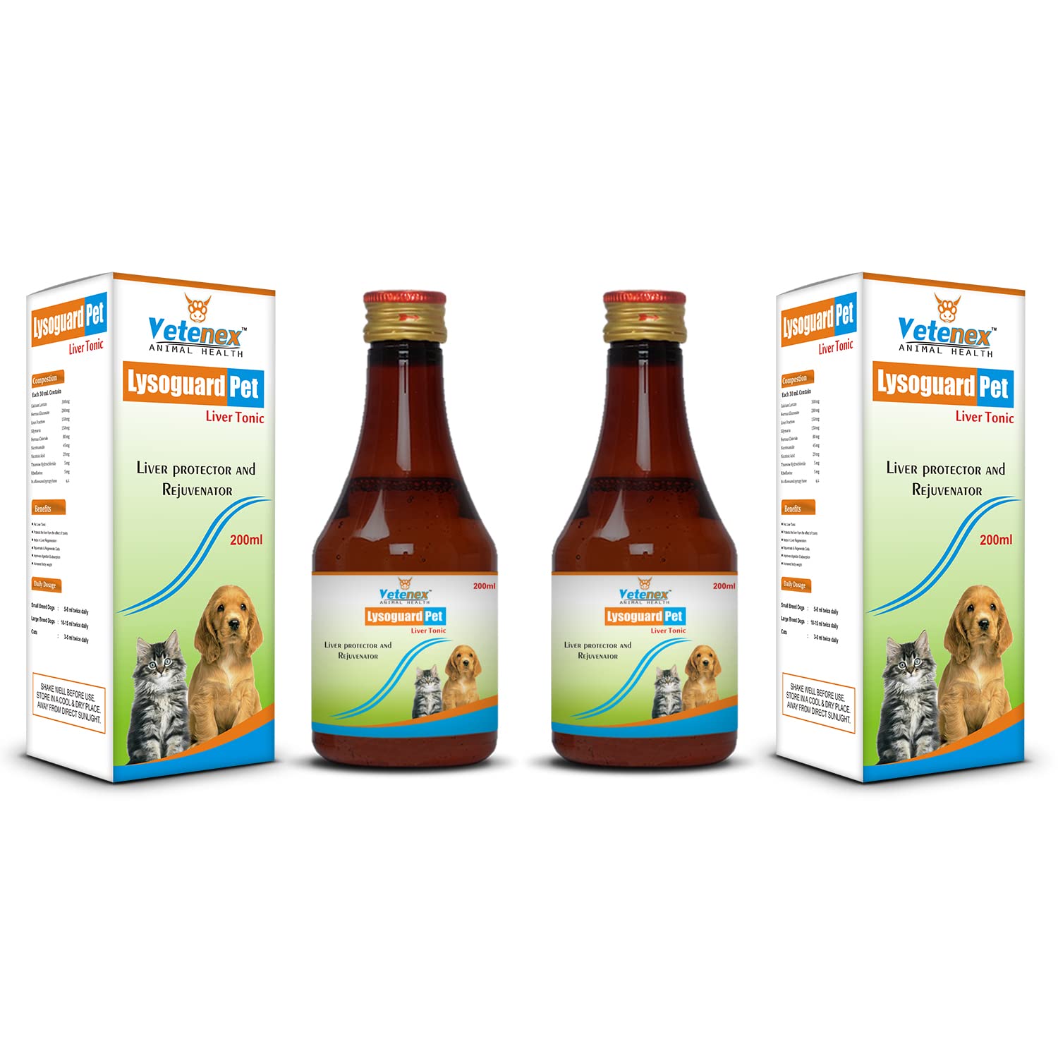 VETENEX Lysoguard-Pet - Liver Tonic Supplement, Appetite Booster for Dogs, Puppy and Cats (200ml x 2) Combo - Pack of 2 (B08PZGQW1F) Amazon Price History, Amazon Price Tracker