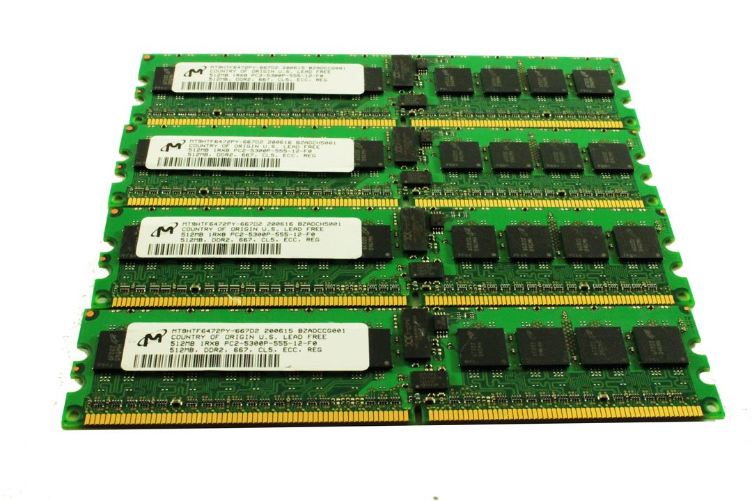 2GB PC2-5300P Memory Kit 4X 512MB ECC DDR2 667 FB Server RAM