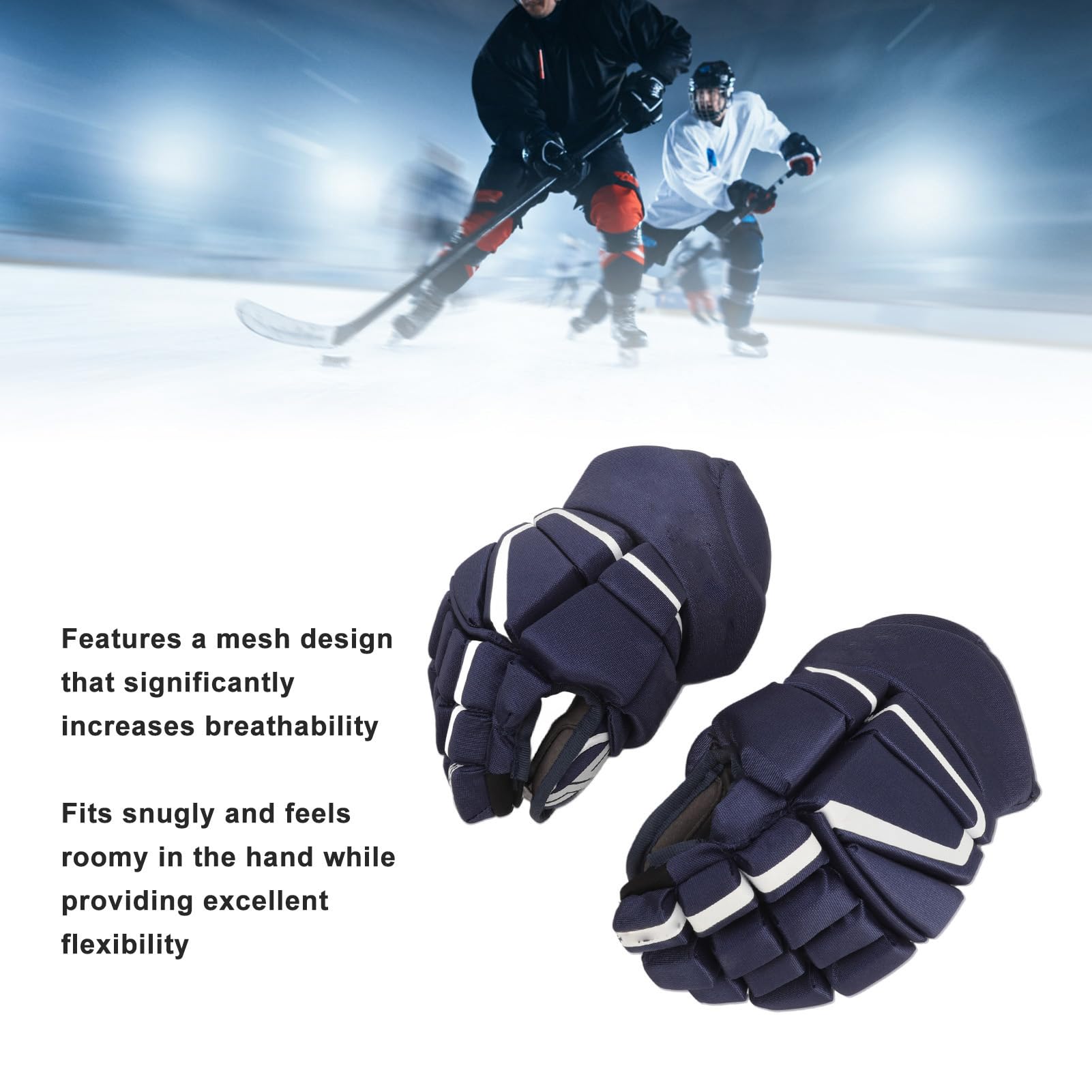 1 paire de gants de hockey sur glace, gants de hockey sur gazon, gants de joueur de hocky bleus pour adultes âgés et jeunes