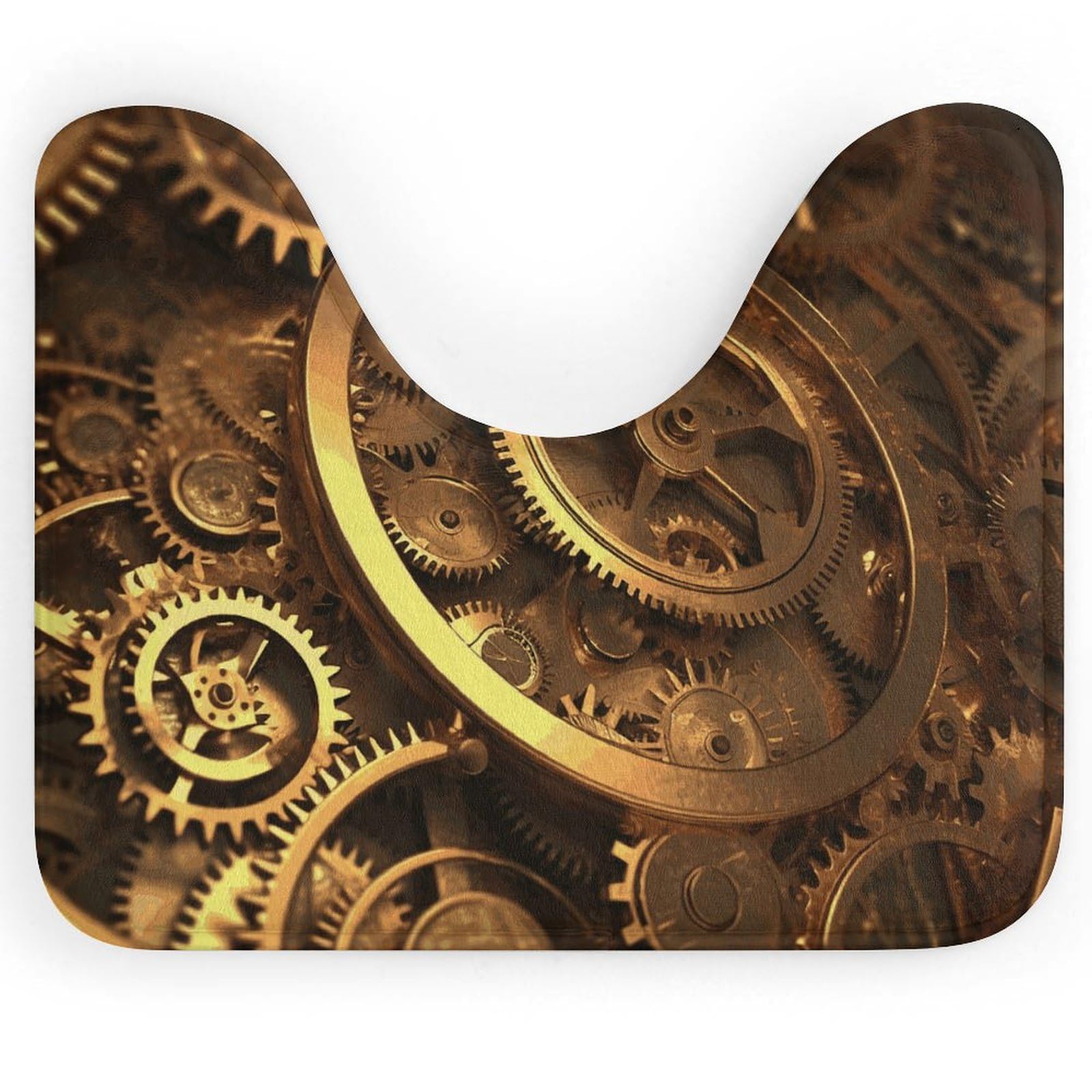 NWTRJ Toilet Rugs U-Shaped Ultra Soft Super Absorbent Bathroom Rug Non Slip Microfiber Toilet Mat Cool Steampunk Gears Bathroom Floor Mat for Bathroom