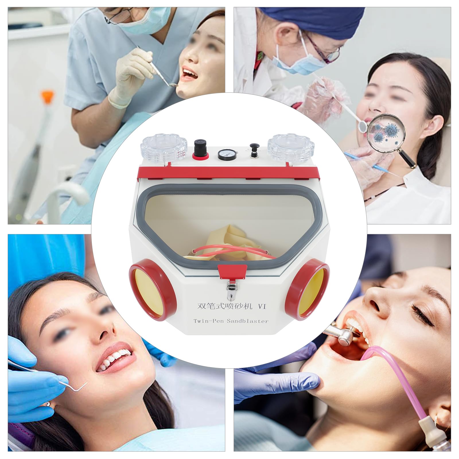 Cabina de chorro de arena, Dental Lab Sandblaster Dental Dental Double Pen Sandblaster 220V