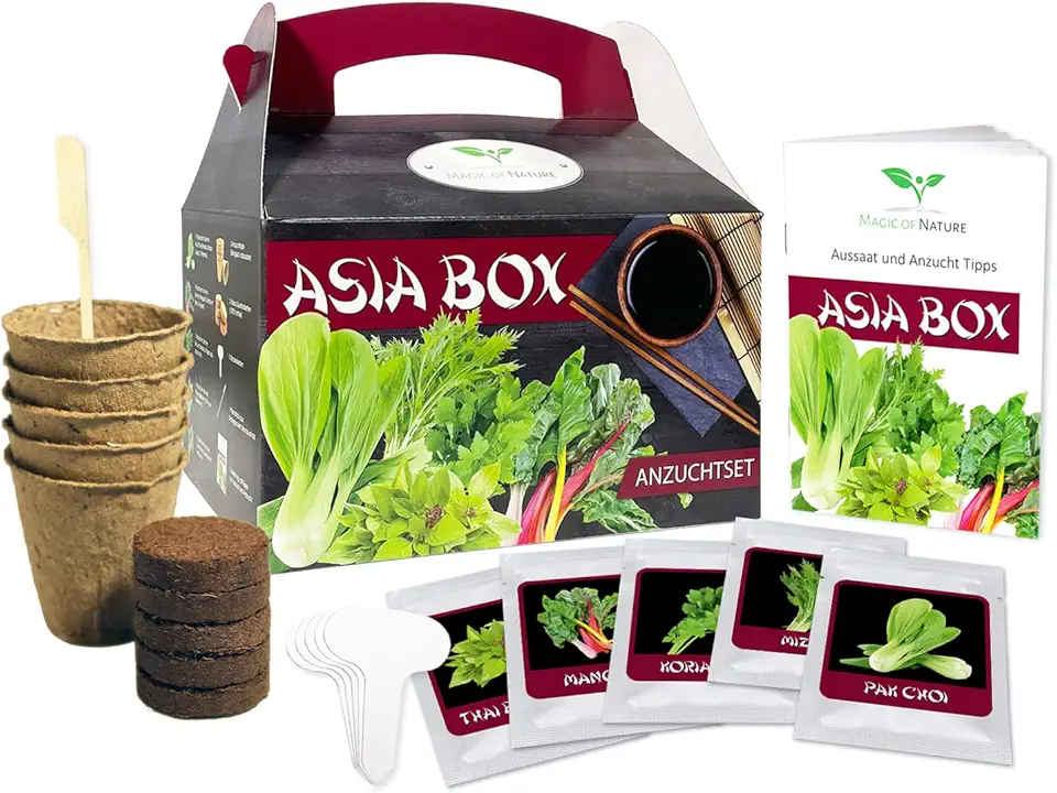 Odlingsset med asiatiska örter och grönsaker